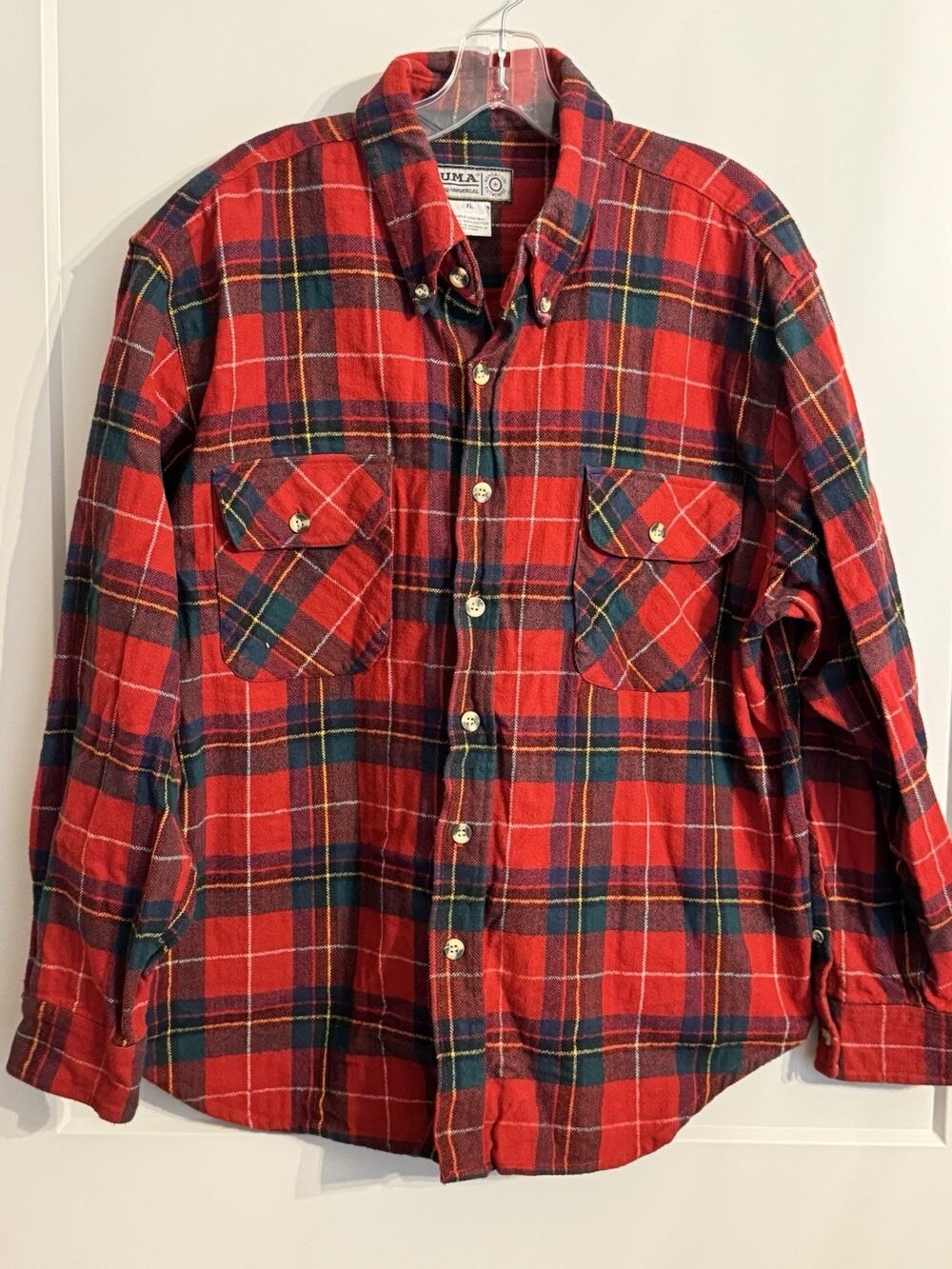 Y.U.M.A. Young International Heavy Flannel Shirt Shacket Red Sz Xl Lumberjack